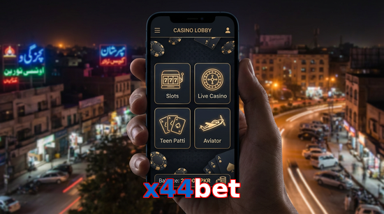 Main screen of X44bet app page for PK players
