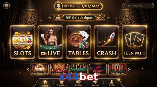 Main screen of X44bet casino page for PK players