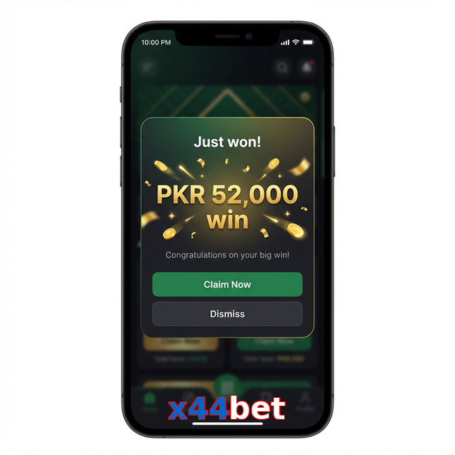 Main screen of X44bet win page for PK players